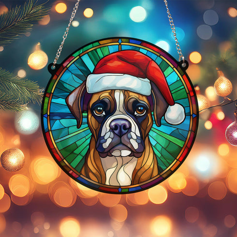 Boxer Christmas Suncatcher